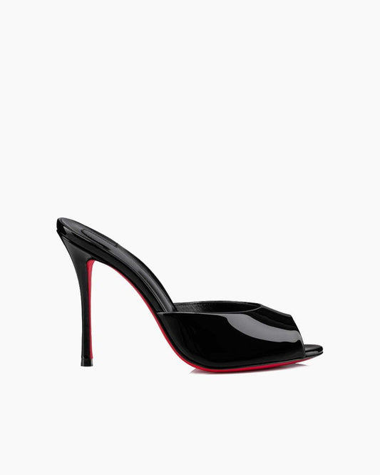 Dolly Series - 100mm Patent Calf Leather Heel Mules