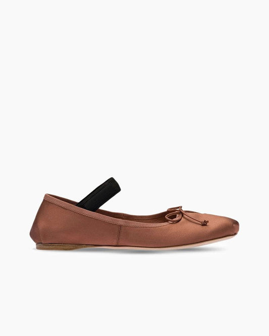 Satin Ballerina Ballet Flats with Elastic Strap