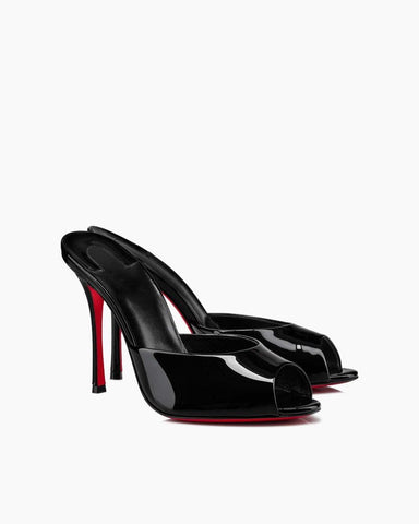 Dolly Series - 100mm Patent Calf Leather Heel Mules