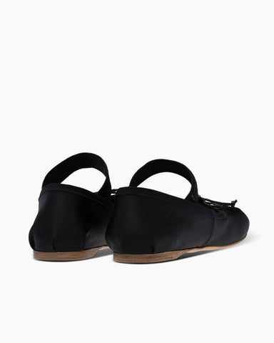 Satin Ballerina Ballet Flats with Elastic Strap