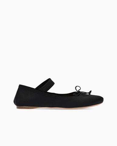 Satin Ballerina Ballet Flats with Elastic Strap