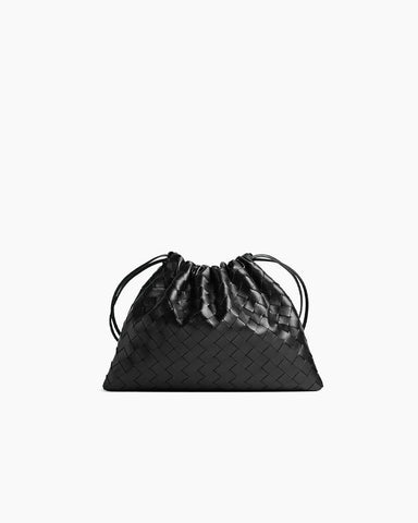 Woven Medium Dustbag Leather Clutch Bag
