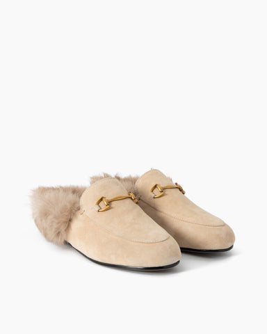LarosaStyle loafers Alina Urban Elegance Fur Suede Flat Mules