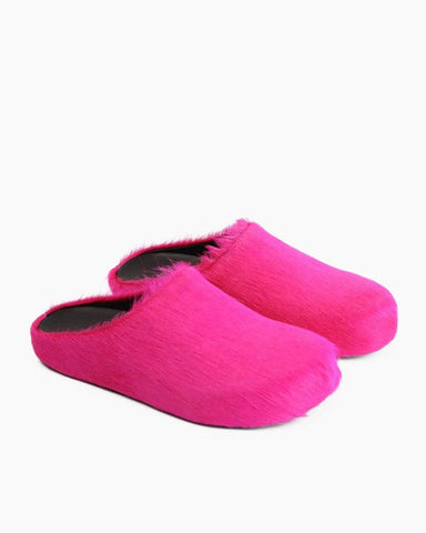 (Clean Up) Designer Real Fur Slides Clogs Mules Flat Luxury Slippers