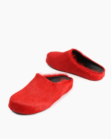 (Clean Up) Designer Real Fur Slides Clogs Mules Flat Luxury Slippers