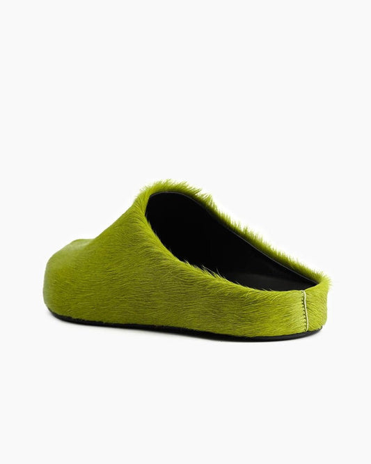 (Clean Up) Designer Real Fur Slides Clogs Mules Flat Luxury Slippers