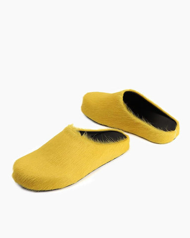 (Clean Up) Designer Real Fur Slides Clogs Mules Flat Luxury Slippers