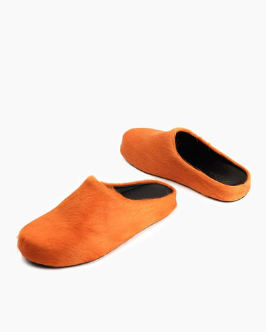 (Clean Up) Designer Real Fur Slides Clogs Mules Flat Luxury Slippers
