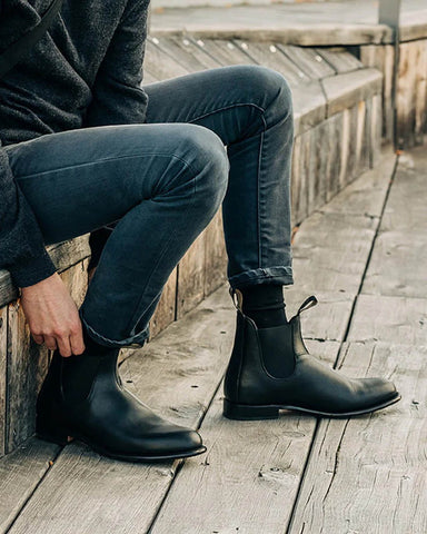 Women's Artisan Welted Chelsea Boot in Black Leather