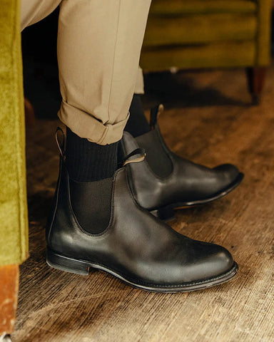 Women's Artisan Welted Chelsea Boot in Black Leather