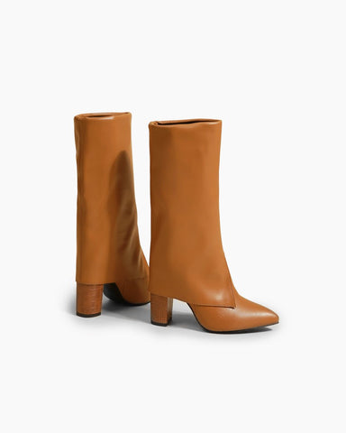 Pointed-Toe-Chunky-Heeled-Pull-On-fold-over-boots