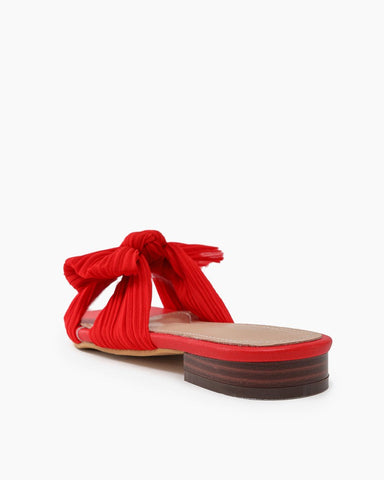 Pleated-Bow-Open-Toe-Comfort-Slip-on-Slide-Flat-Sandals