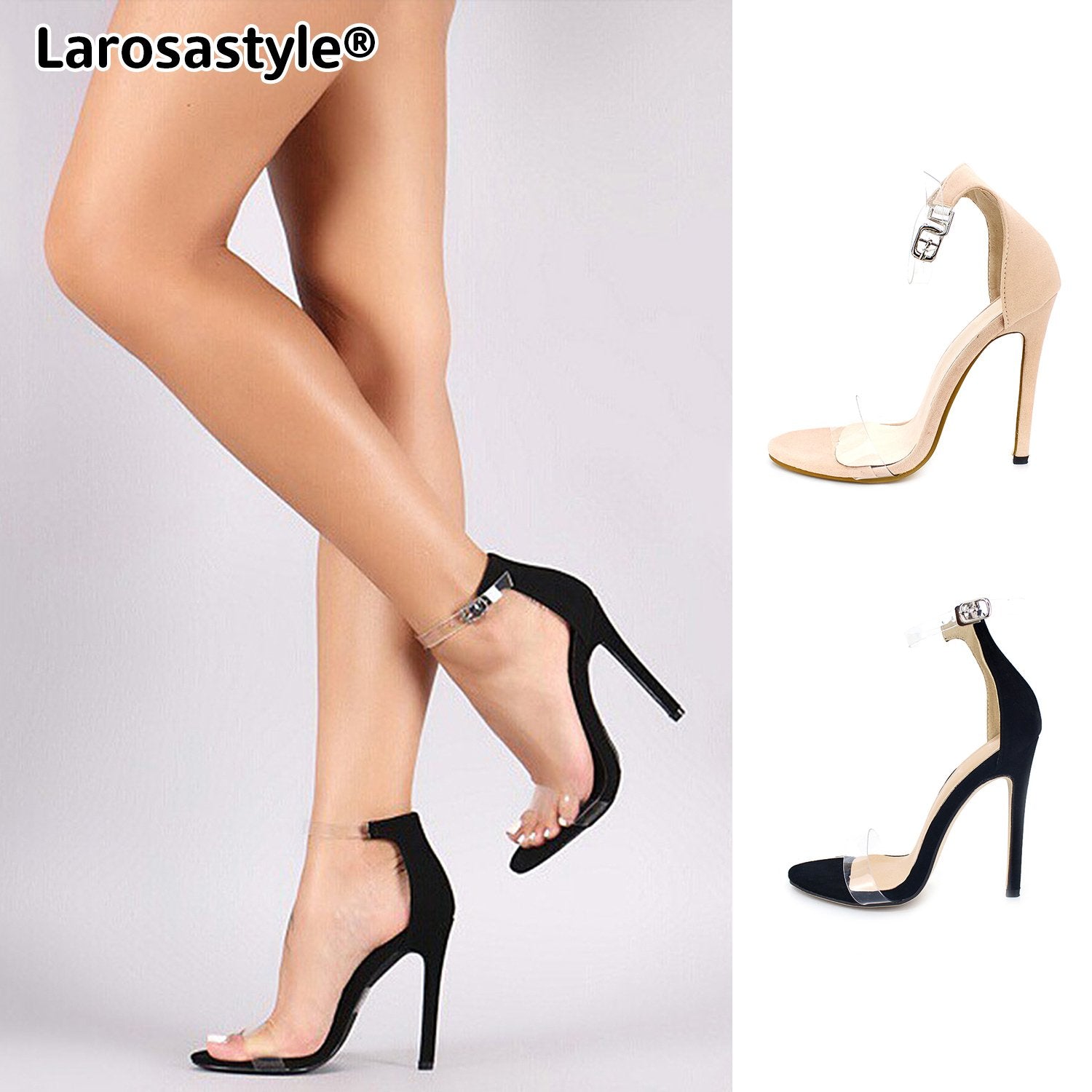 Transparent PVC Peep Toe Stilettos High Heel Sandals – LarosaStyle