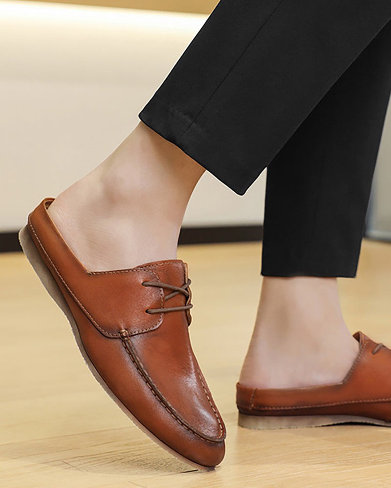 Lace-up-Premium-Genuine-Leather-Breathable-Driving-Mules