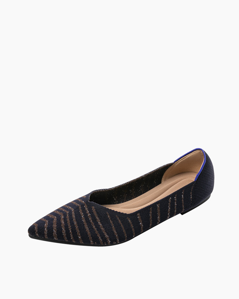 Striped Lightweight Pointed Toe Ladies Flats