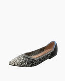 Snowflake Pointed Toe Knit Flat Shoes