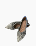 Snowflake Pointed Toe Knit Flat Shoes