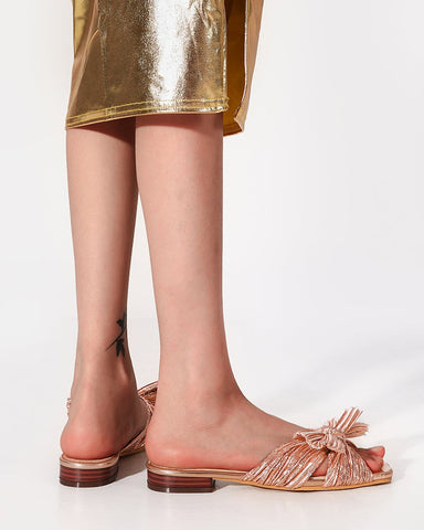 Pleated-Bow-Open-Toe-Comfort-Slip-on-Slide-Flat-Sandals