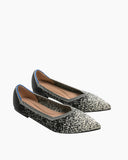 Snowflake Pointed Toe Knit Flat Shoes