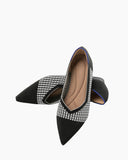 Snowflake Pointed Toe Knit Flat Shoes