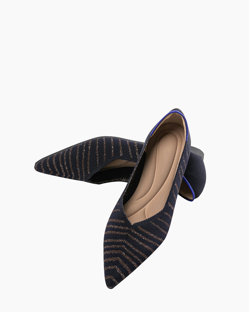 Striped Lightweight Pointed Toe Ladies Flats