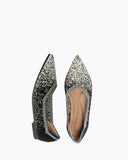 Snowflake Pointed Toe Knit Flat Shoes