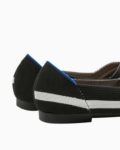 Stripe Colorblock V-Cut Ballet Flats