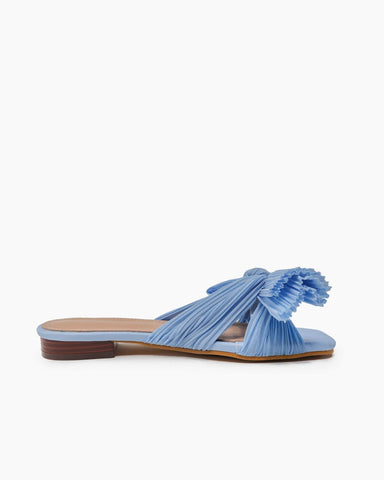 Pleated-Bow-Open-Toe-Comfort-Slip-on-Slide-Flat-Sandals
