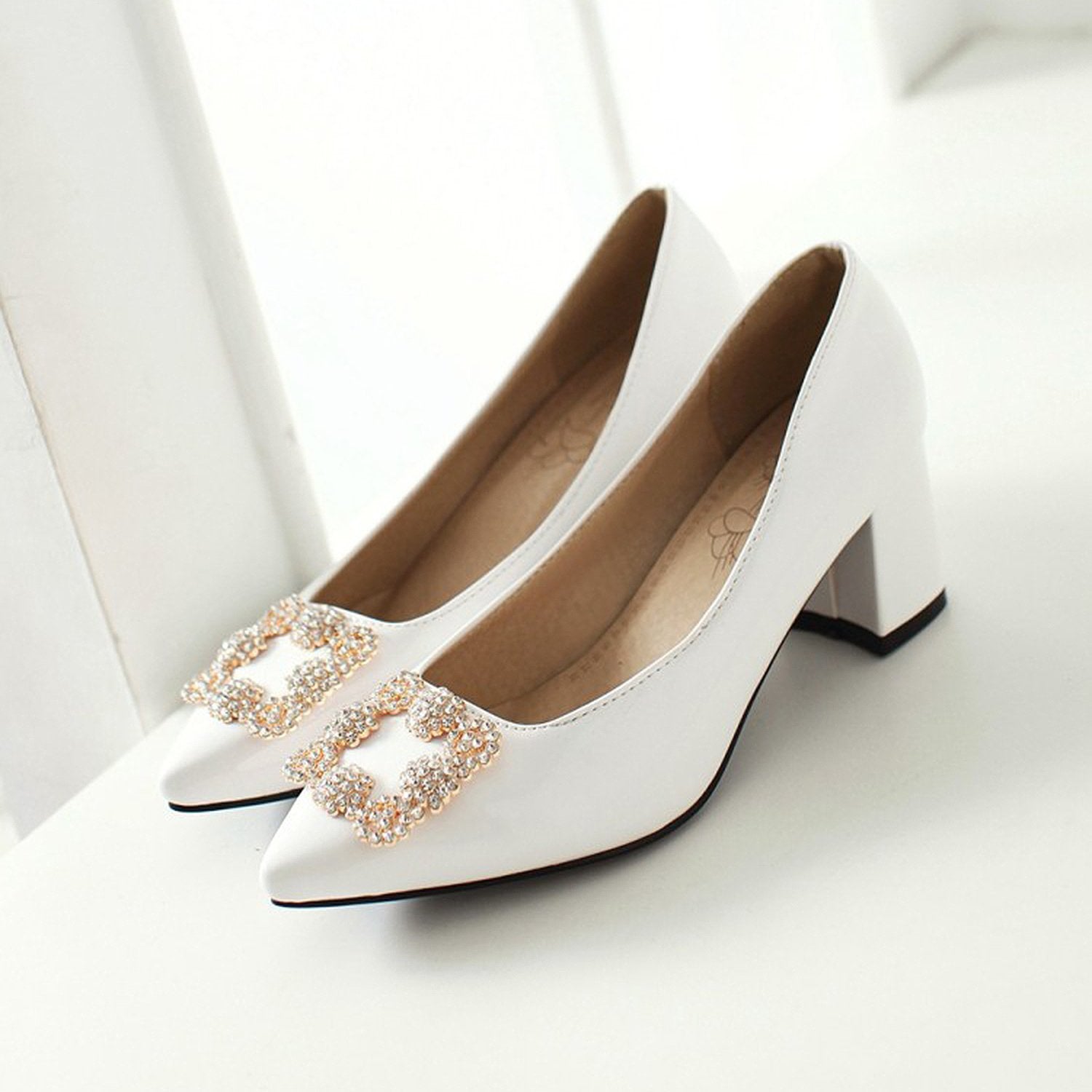 Pointed-Metal-Rhinestone-Wedge-heel-pumps