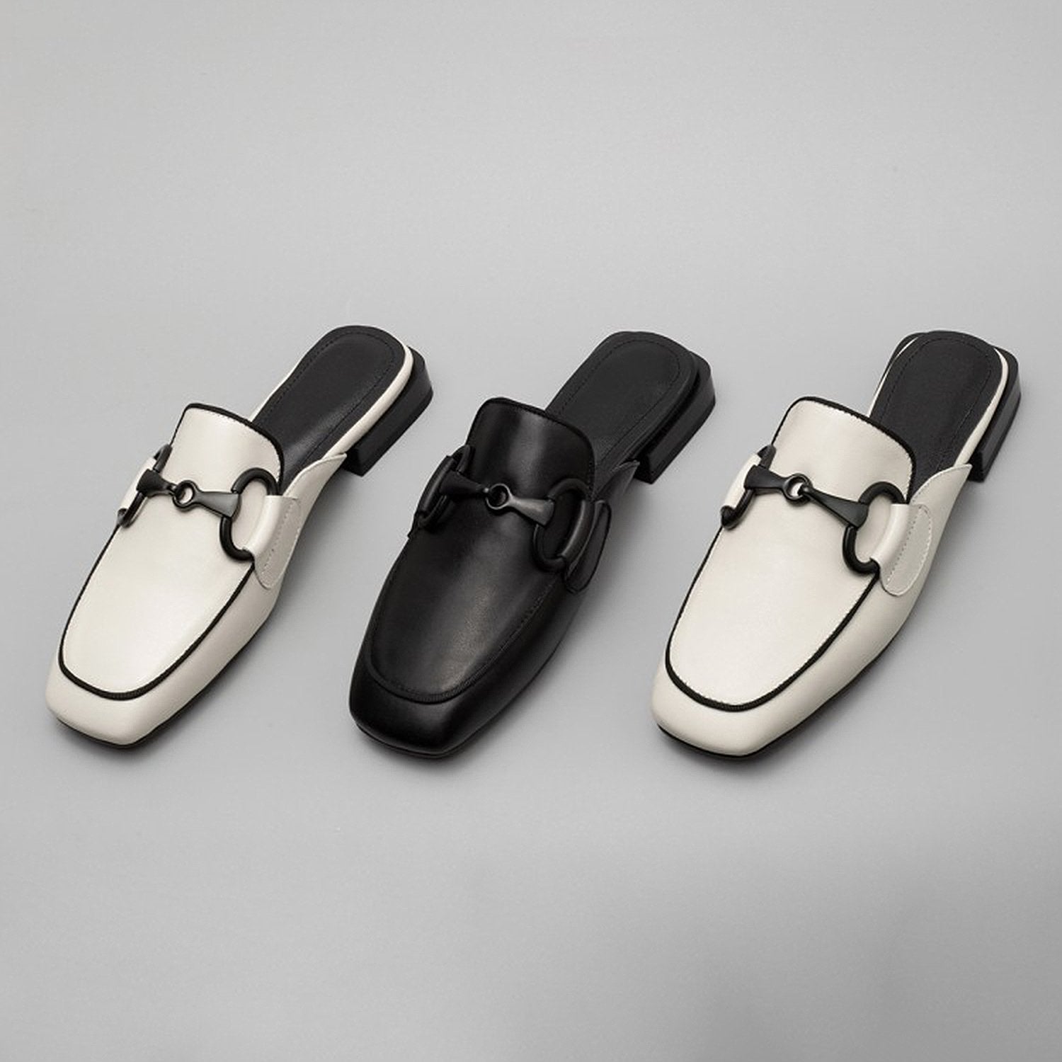 Leather-Buckle-Decoration-flat-Mules