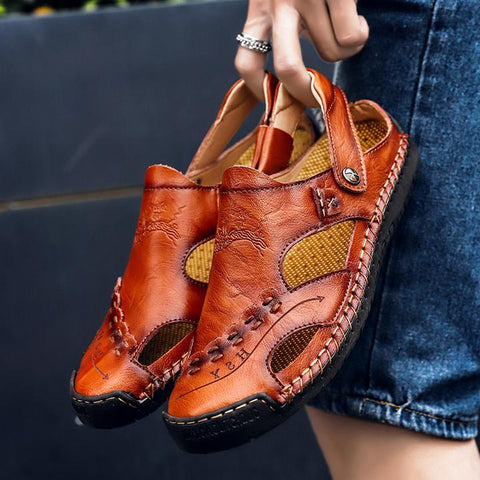 casual-breathable-handmade-leather-sandals