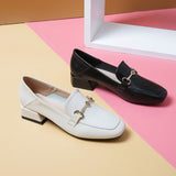 Buckle-Leather-Thick-Heel-Slip-on-Loafers