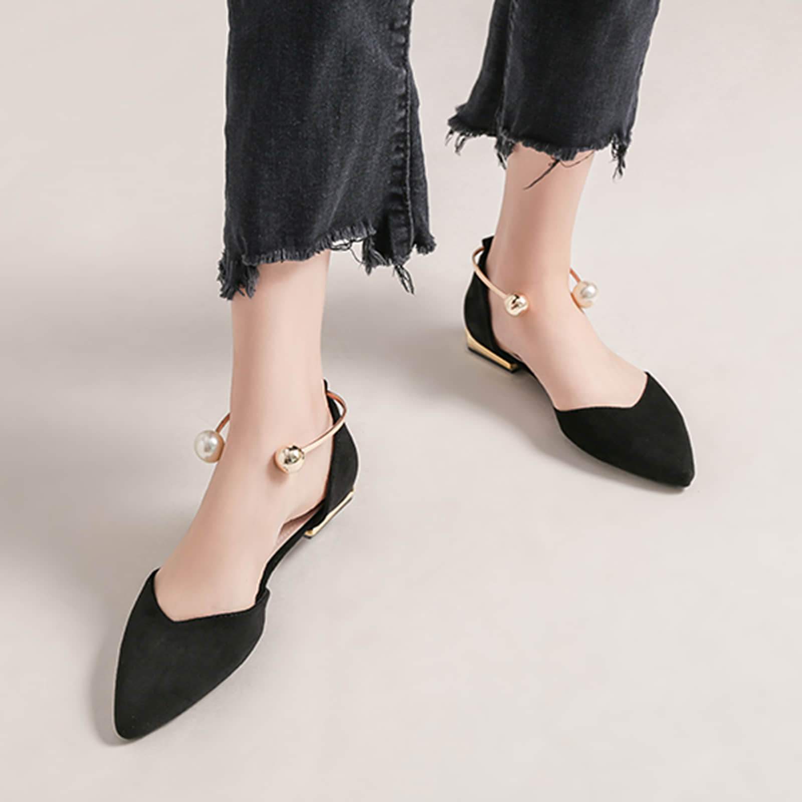 Pearl-Buckle-Pointed-Toe-Flat-Loafers