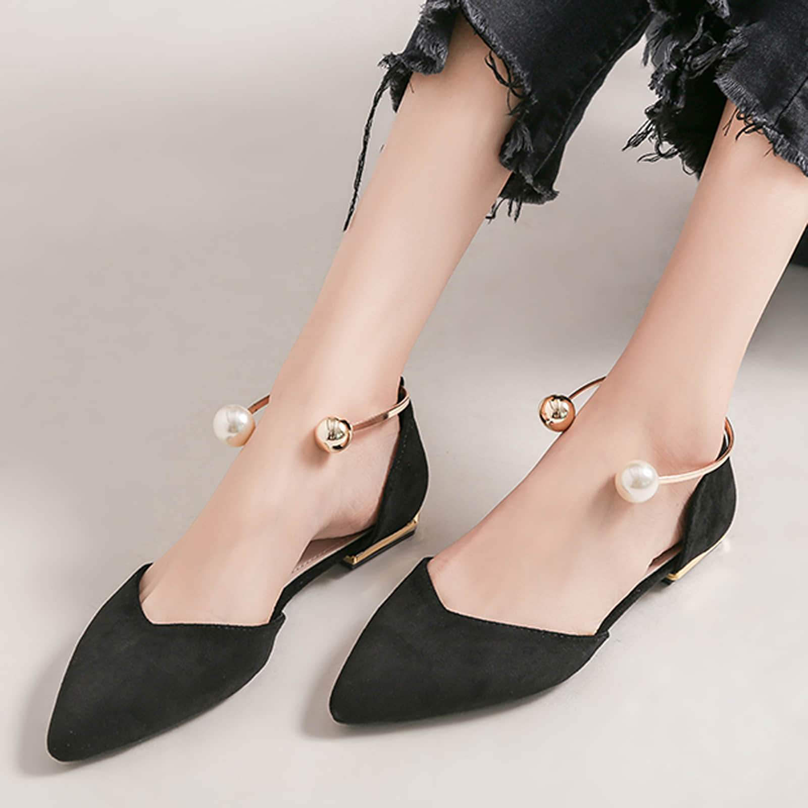 Pearl-Buckle-Pointed-Toe-Flat-Loafers