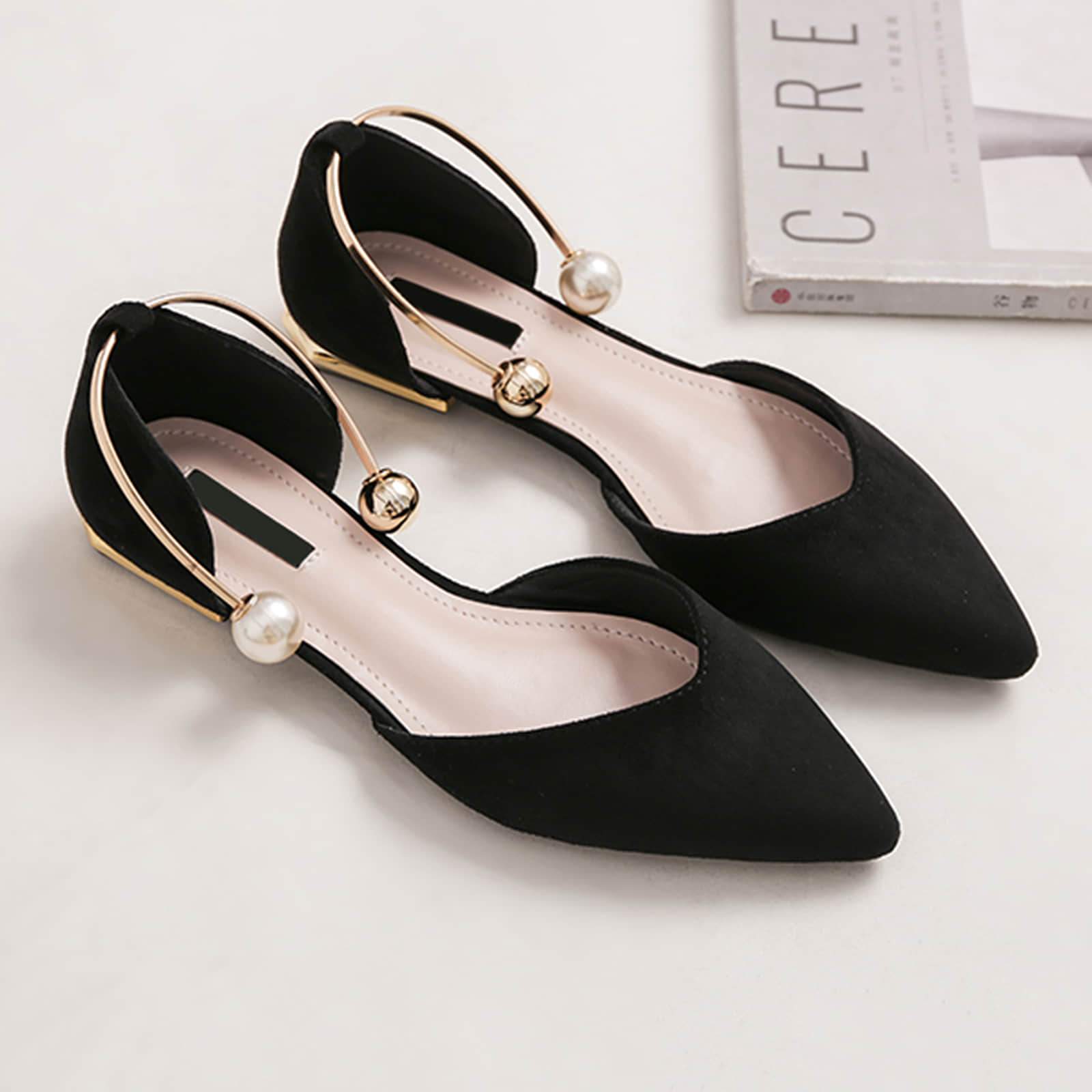 Pearl-Buckle-Pointed-Toe-Flat-Loafers