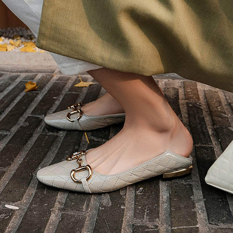 Horsebit-Pointed-Toe-Soft-Breathable-Patent-Leather-Flat-Loafers