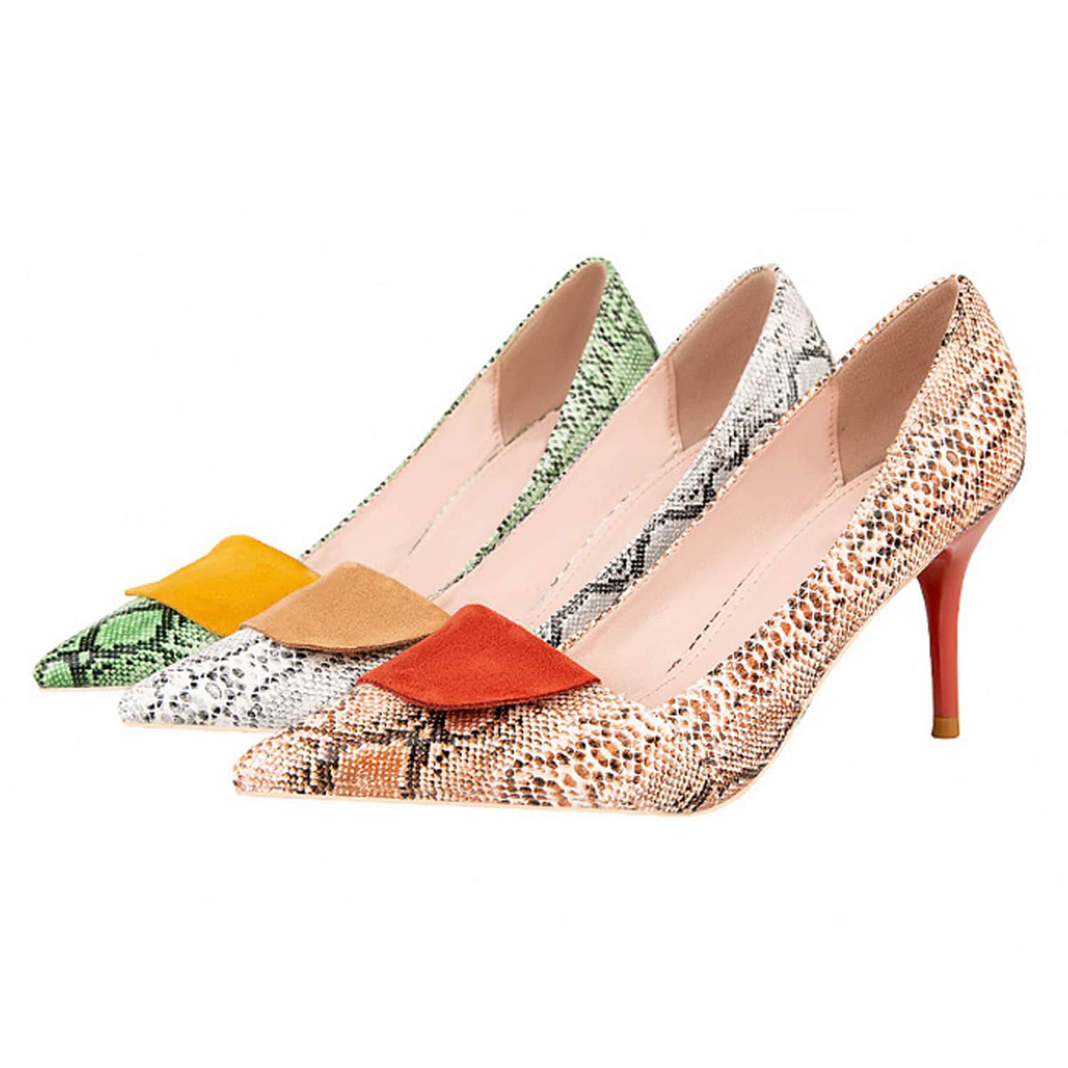 Point-toe-Snakeskin-Print-High-Heel-Pumps