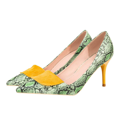 Point-toe-Snakeskin-Print-High-Heel-Pumps