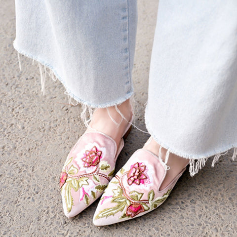 Floral-Embroidery-Pointed-Toe-Mule-Slippers-Flats