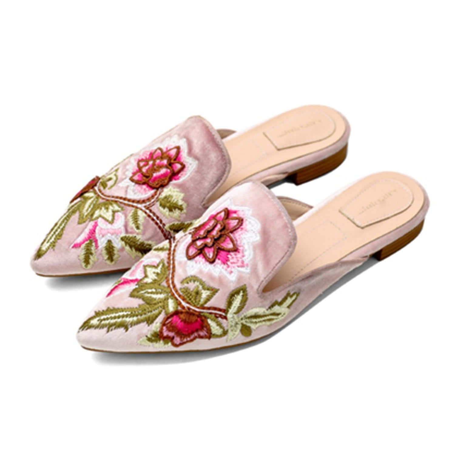 Floral-Embroidery-Pointed-Toe-Mule-Slippers-Flats