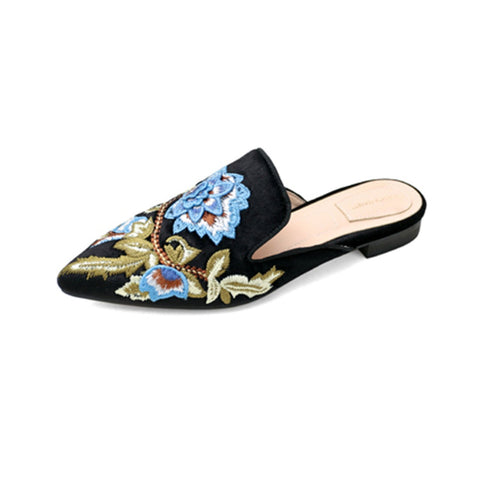 Floral-Embroidery-Pointed-Toe-Mule-Slippers-Flats