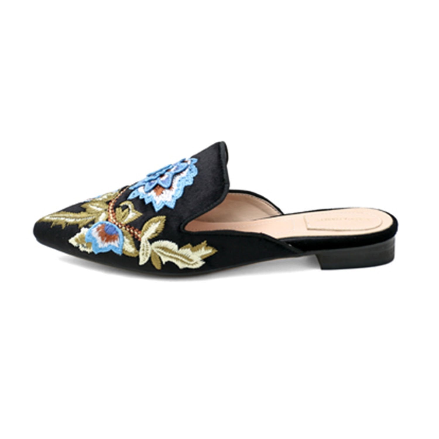 Floral-Embroidery-Pointed-Toe-Mule-Slippers-Flats