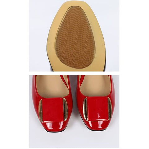 Soft Sole Square Toe Leather Flat Heel Loafers