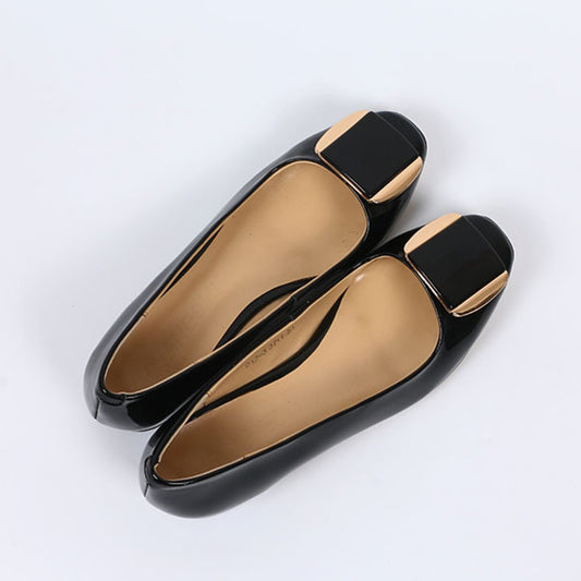 (Clean Up - US 5.5/US 7.5) Soft Sole Square Toe Leather Flat Heel Loafer