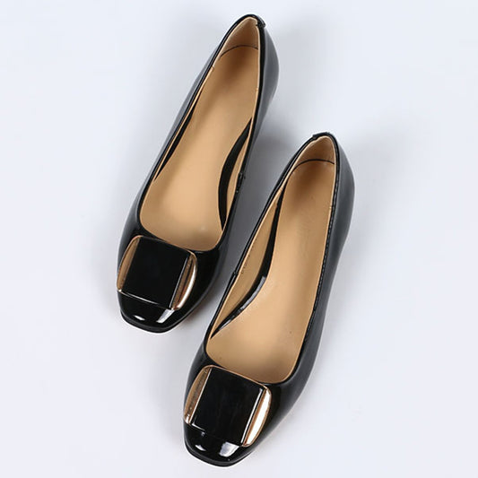 (Clean Up - US 5.5/US 7.5) Soft Sole Square Toe Leather Flat Heel Loafer