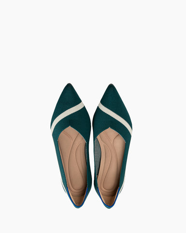 Stripe Colorblock V-Cut Ballet Flats