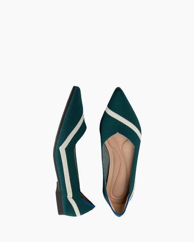 Stripe Colorblock V-Cut Ballet Flats