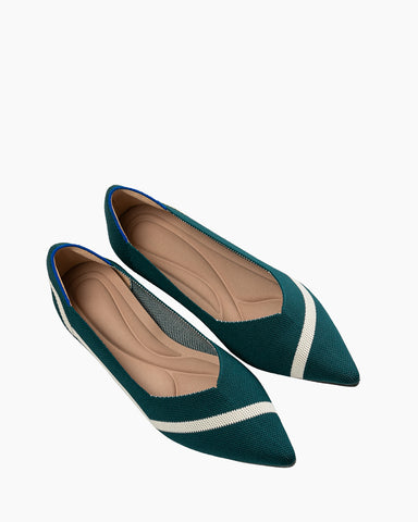 Stripe Colorblock V-Cut Ballet Flats