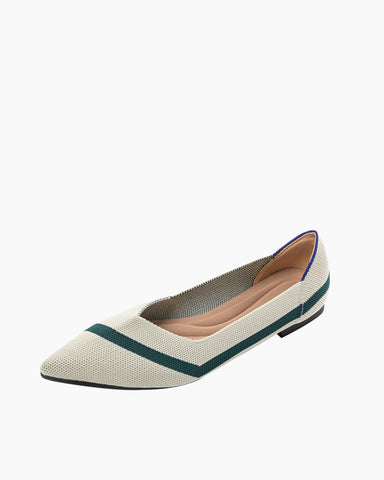 Stripe Colorblock V-Cut Ballet Flats
