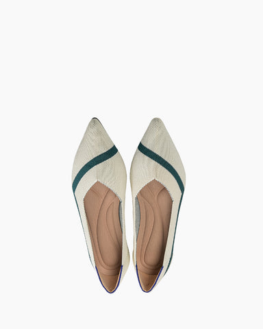Stripe Colorblock V-Cut Ballet Flats